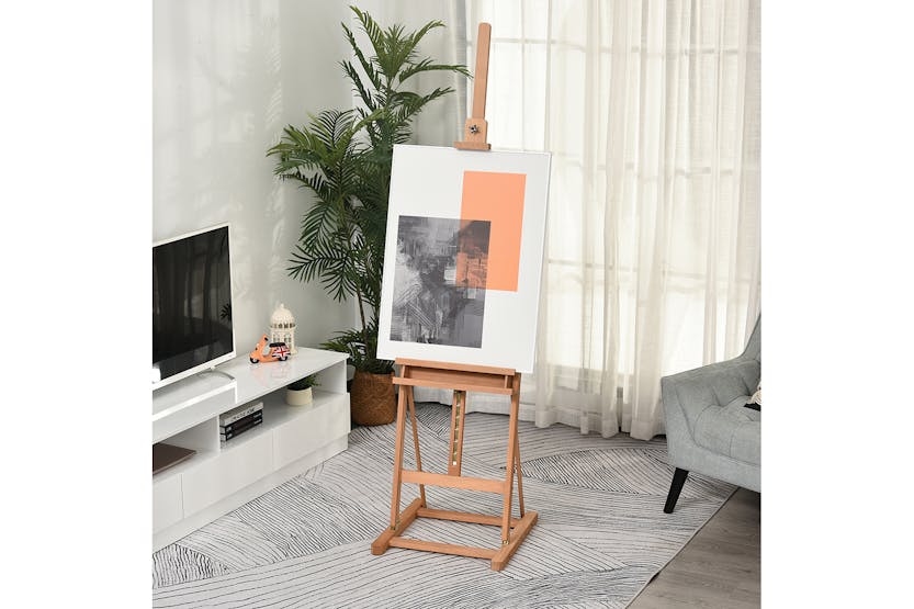 Vinsetto Art Studio Easel with Canvas Holder Pencil Case | Natural Vinsetto Art Studio Easel with Canvas Holder Pencil Case | Natural