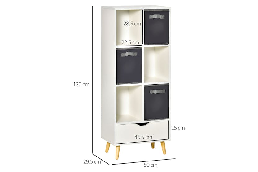 Homcom Modern Bookcase With 6 Cubes | White/Grey Homcom Modern Bookcase With 6 Cubes | White/Grey