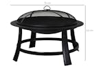 Outsunny Outdoor Round Metal Fire Pit with Poker Wood Grate | Black Outsunny Outdoor Round Metal Fire Pit with Poker Wood Grate | Black