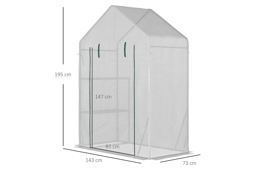 Outsunny 2 Tier Portable Gardening Plant Greenhouse | White Outsunny 2 Tier Portable Gardening Plant Greenhouse | White