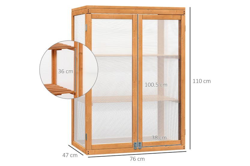 Outsunny 3-Tier Outdoor Garden Wooden Greenhouse | Natural Outsunny 3-Tier Outdoor Garden Wooden Greenhouse | Natural