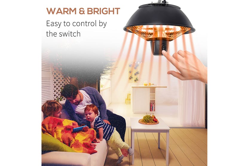 Outsunny 600W Patio Ceiling Electric Heater | Black Outsunny 600W Patio Ceiling Electric Heater | Black