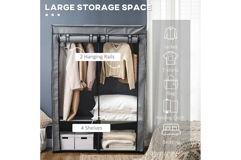 Homcom Portable Fabric Cabinet Wardrobe | Light/Grey Homcom Portable Fabric Cabinet Wardrobe | Light/Grey