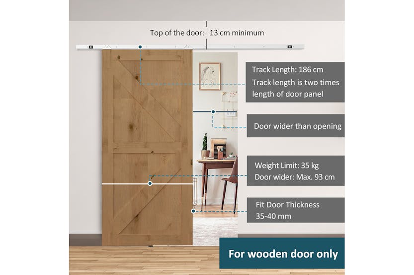 Homcom Sliding Barn Door Kit Set | Siver Homcom Sliding Barn Door Kit Set | Siver