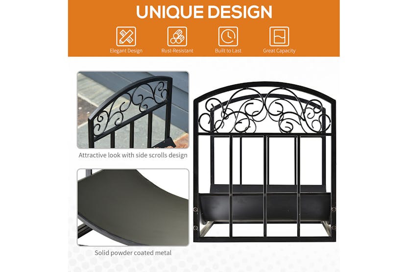 Outsunny Iron Arched Log Rack | Black Outsunny Iron Arched Log Rack | Black