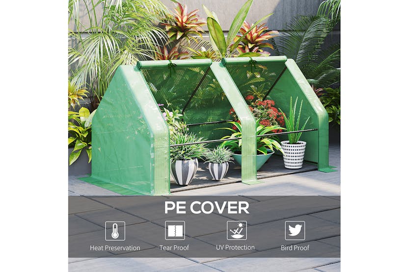 Outsunny Mini Small Greenhouse with Steel Frame | Green Outsunny Mini Small Greenhouse with Steel Frame | Green