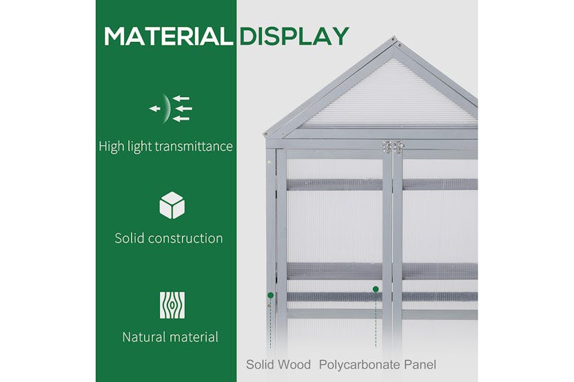 Outsunny Greenhouse Wooden Cold Frame | Grey Outsunny Greenhouse Wooden Cold Frame | Grey