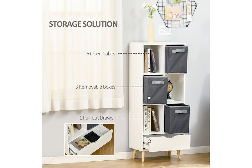 Homcom Modern Bookcase With 6 Cubes | White/Grey Homcom Modern Bookcase With 6 Cubes | White/Grey