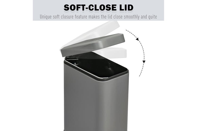 Homcom Steel Silent and Gentle Open Pedal Bin | Grey/Black Homcom Steel Silent and Gentle Open Pedal Bin | Grey/Black