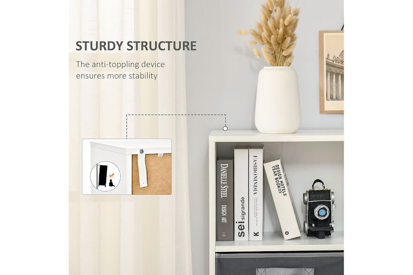 Homcom 3 Tier Bookcase with Doors | White Homcom 3 Tier Bookcase with Doors | White