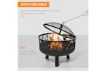 Outsunny Fire Pit with Grill Cooking Grate Poker | Black Outsunny Fire Pit with Grill Cooking Grate Poker | Black