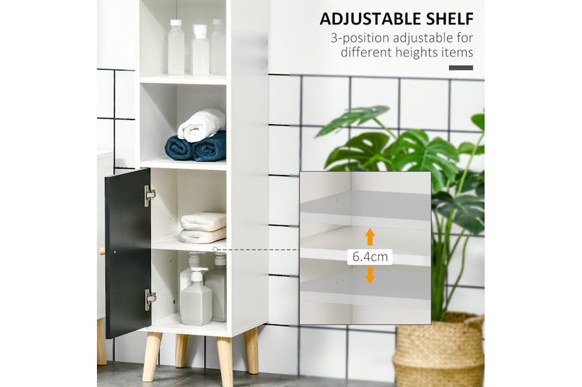 Kleankin Adjustable Shelves Bathroom Storage Cabinet | White Kleankin Adjustable Shelves Bathroom Storage Cabinet | White