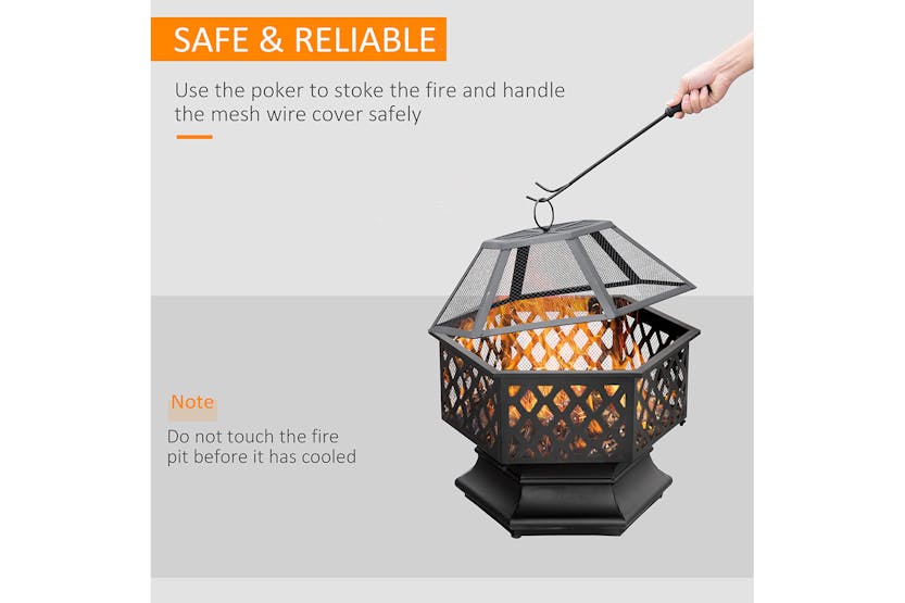 Outsunny Outdoor Metal Stove with Screen Cover Poker | Bronze Outsunny Outdoor Metal Stove with Screen Cover Poker | Bronze