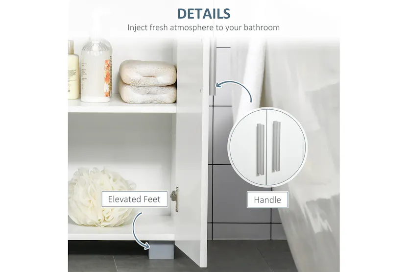 Kleankin Modern Freestanding Bathroom Floor Cabinet | White Kleankin Modern Freestanding Bathroom Floor Cabinet | White