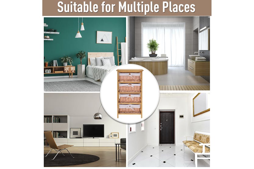 Homcom Wicker 4-Tier Storage Basket Shelf | Brown Homcom Wicker 4-Tier Storage Basket Shelf | Brown