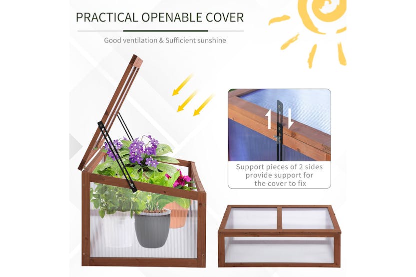 Outsunny Outdoor Square Wooden Greenhouse | Brown Outsunny Outdoor Square Wooden Greenhouse | Brown