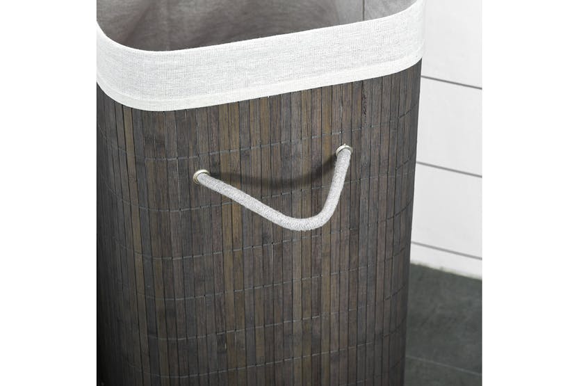 Homcom Bamboo Laundry Hamper with Lid | Grey Homcom Bamboo Laundry Hamper with Lid | Grey