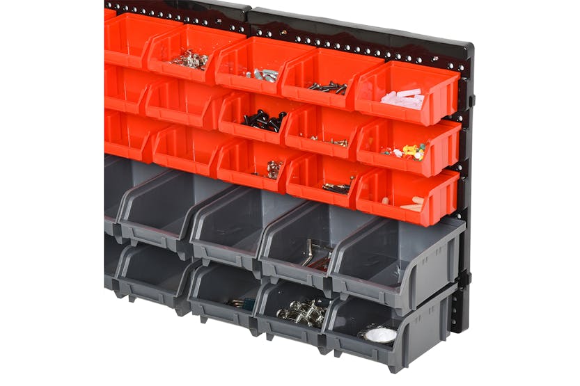 Durhand Wall Mounted 30 Compartment Tool Hardware Organiser | Red/Grey Durhand Wall Mounted 30 Compartment Tool Hardware Organiser | Red/Grey