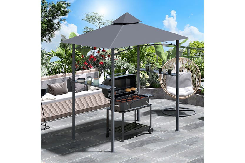 Outsunny Gazebo Grill Canopy Barbecue Tent | Grey/Black Outsunny Gazebo Grill Canopy Barbecue Tent | Grey/Black