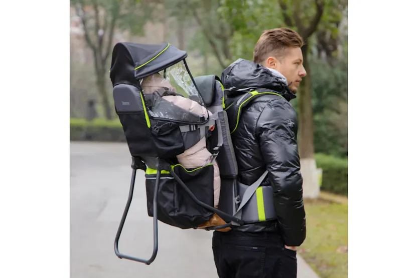 Homcom Hikers Ergonomic Baby Backpack with Rain Cover | Green/Black Homcom Hikers Ergonomic Baby Backpack with Rain Cover | Green/Black