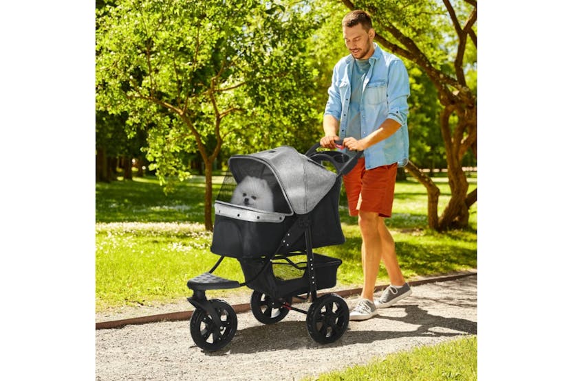 PawHut Folding Pet Stroller | Grey/Black PawHut Folding Pet Stroller | Grey/Black