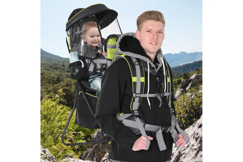 Homcom Hikers Ergonomic Baby Backpack with Rain Cover | Green/Black Homcom Hikers Ergonomic Baby Backpack with Rain Cover | Green/Black