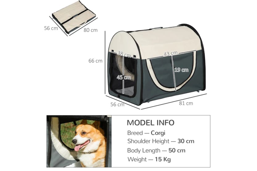 Pawhut Dog Travel Crate | Grey Pawhut Dog Travel Crate | Grey