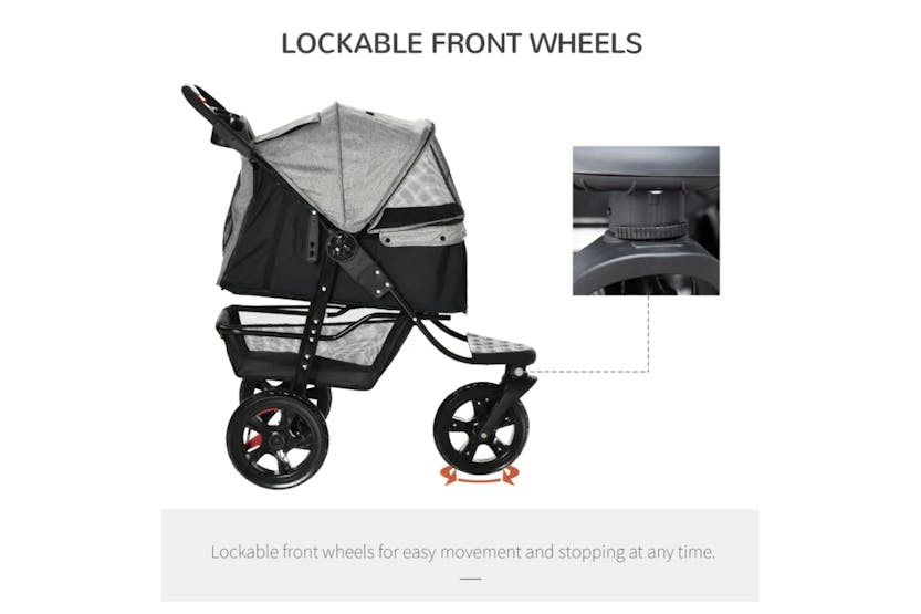 PawHut Folding Pet Stroller | Grey/Black PawHut Folding Pet Stroller | Grey/Black