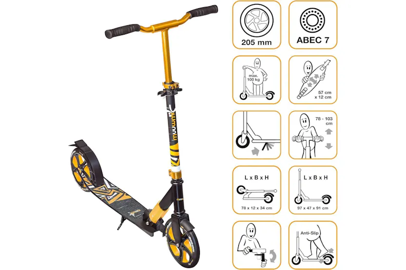 Muuwmi 550 Foldable Kickscooter Deluxe | 205 mm | Gold Muuwmi 550 Foldable Kickscooter Deluxe | 205 mm | Gold