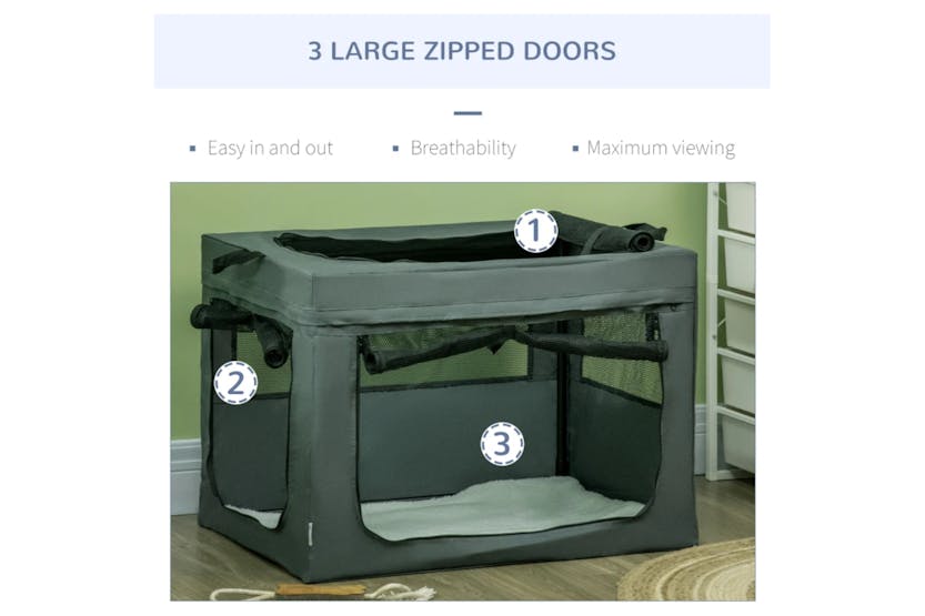 PawHut Folding Small Medium Fabric Dog Travel Crate | Grey/Black PawHut Folding Small Medium Fabric Dog Travel Crate | Grey/Black
