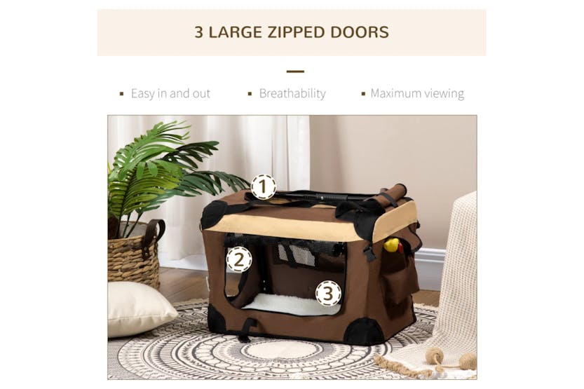 PawHut Folding Small Fabric Dog Travel Crate | Brown/Black PawHut Folding Small Fabric Dog Travel Crate | Brown/Black