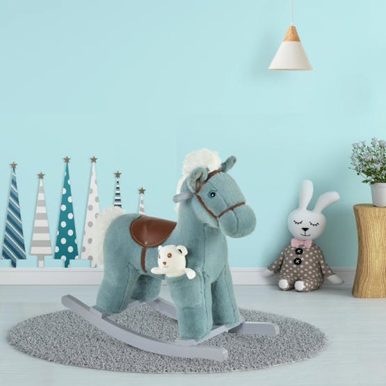 Homcom Childrens Rocking Horse Animal Rocker Toy | Blue Homcom Childrens Rocking Horse Animal Rocker Toy | Blue