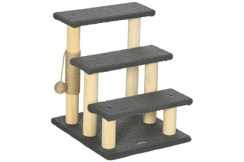 PawHut 48cm Cat Tree | Grey/Natural PawHut 48cm Cat Tree | Grey/Natural
