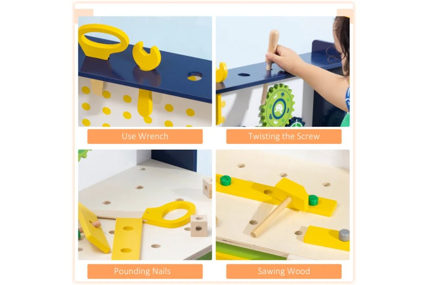Homcom Wooden Toy Workbench Kids Tool Bench Pretend Play Homcom Wooden Toy Workbench Kids Tool Bench Pretend Play