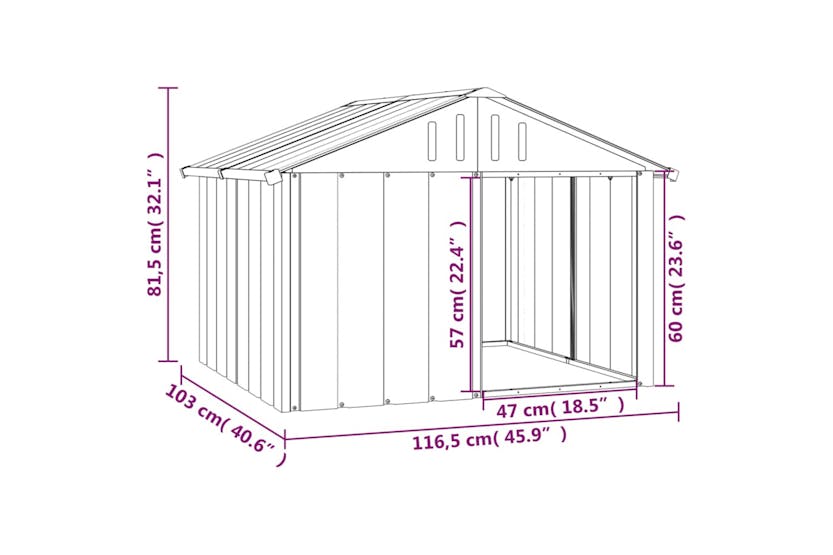 vidaXL 171540 Dog House Anthracite 116.5x103x81.5cm Galvanised Steel vidaXL 171540 Dog House Anthracite 116.5x103x81.5cm Galvanised Steel