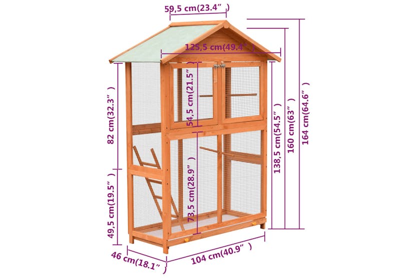 vidaXL 170638 Bird Cage Solid Pine & Fir Wood 125.5x59.5x164cm vidaXL 170638 Bird Cage Solid Pine & Fir Wood 125.5x59.5x164cm