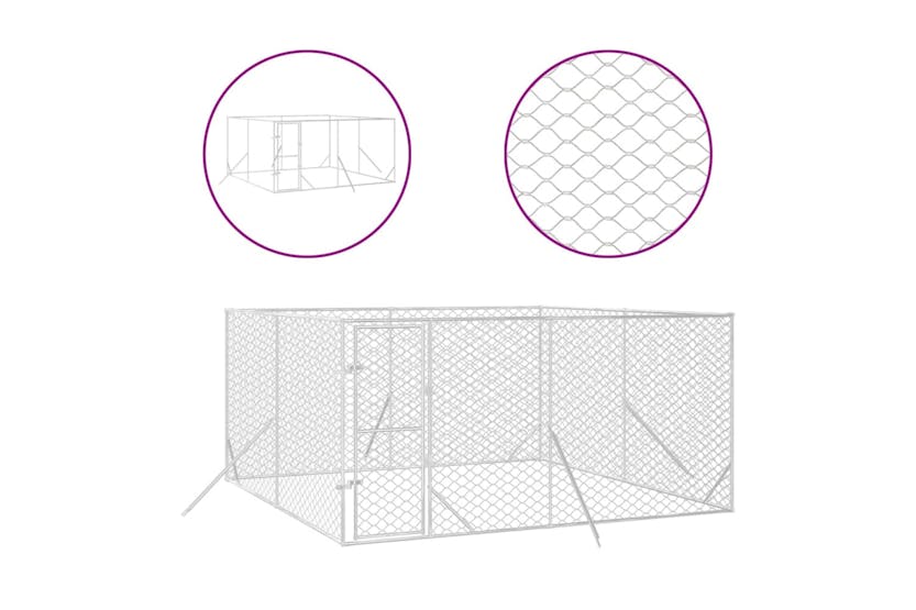 vidaXL 3190455 Outdoor Dog Kennel Silver 4x4x2 M Galvanised Steel vidaXL 3190455 Outdoor Dog Kennel Silver 4x4x2 M Galvanised Steel