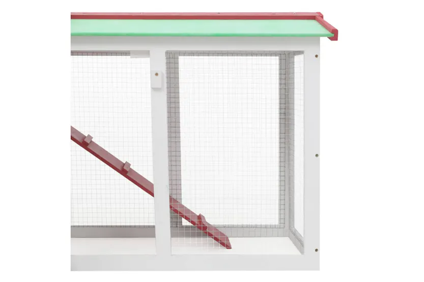 vidaXL 170842 Outdoor Large Rabbit Hutch Red And White 145 X 45 X 84 Wood vidaXL 170842 Outdoor Large Rabbit Hutch Red And White 145 X 45 X 84 Wood