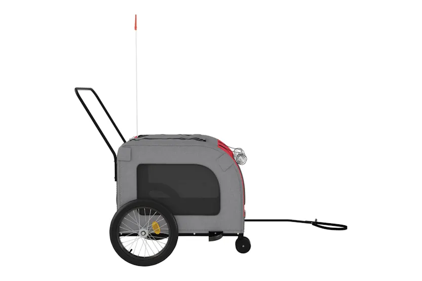 vidaXL 93859 Pet Bike Trailer Red And Grey Oxford Fabric And Iron vidaXL 93859 Pet Bike Trailer Red And Grey Oxford Fabric And Iron