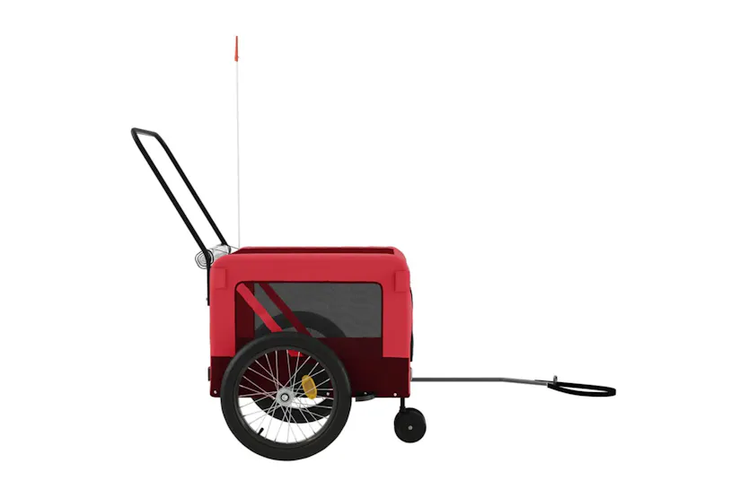 vidaXL 93943 Pet Bike Trailer Red And Black Oxford Fabric And Iron vidaXL 93943 Pet Bike Trailer Red And Black Oxford Fabric And Iron