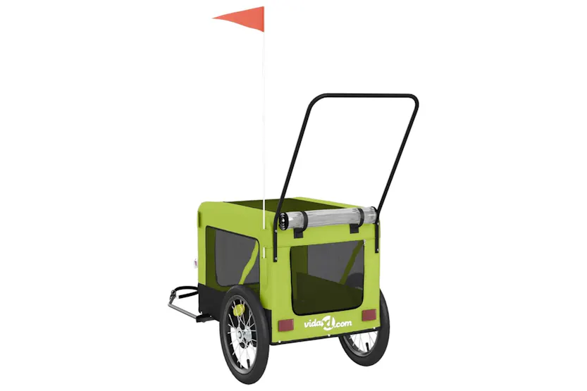 vidaXL 93941 Pet Bike Trailer Green And Black Oxford Fabric And Iron vidaXL 93941 Pet Bike Trailer Green And Black Oxford Fabric And Iron