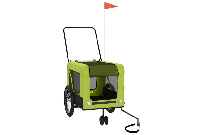 vidaXL 93941 Pet Bike Trailer Green And Black Oxford Fabric And Iron vidaXL 93941 Pet Bike Trailer Green And Black Oxford Fabric And Iron