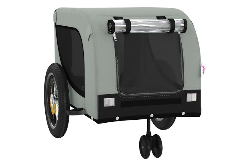 vidaXL 94014 Pet Bike Trailer Grey And Black Oxford Fabric And Iron vidaXL 94014 Pet Bike Trailer Grey And Black Oxford Fabric And Iron