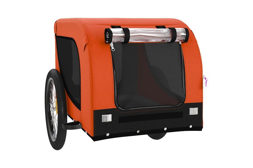vidaXL 94005 Pet Bike Trailer Orange And Black Oxford Fabric And Iron vidaXL 94005 Pet Bike Trailer Orange And Black Oxford Fabric And Iron