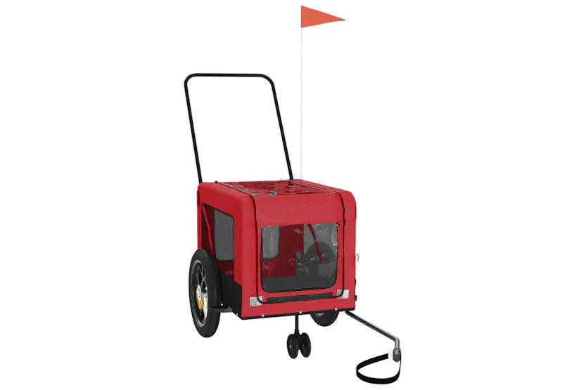 vidaXL 93929 Pet Bike Trailer Red And Black Oxford Fabric And Iron vidaXL 93929 Pet Bike Trailer Red And Black Oxford Fabric And Iron