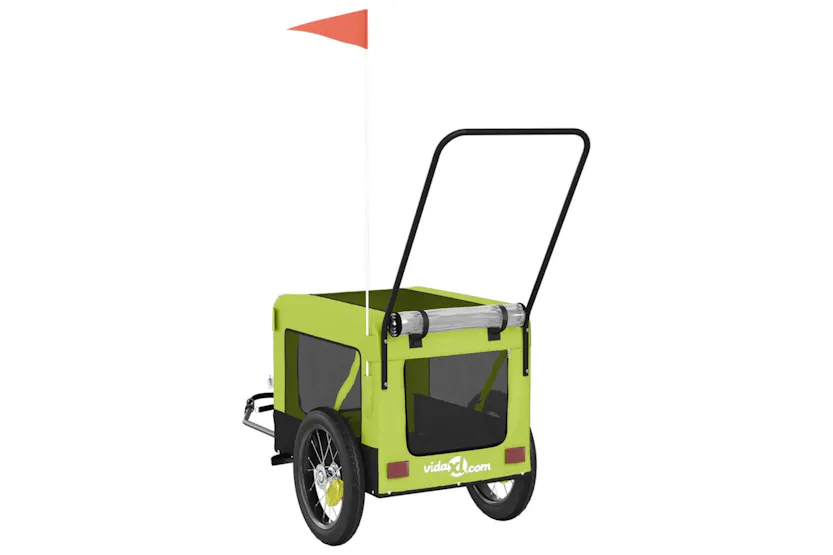 vidaXL 93948 Pet Bike Trailer Green And Black Oxford Fabric And Iron vidaXL 93948 Pet Bike Trailer Green And Black Oxford Fabric And Iron