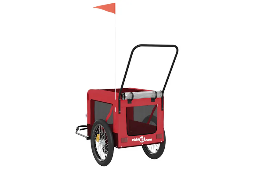 vidaXL 93943 Pet Bike Trailer Red And Black Oxford Fabric And Iron vidaXL 93943 Pet Bike Trailer Red And Black Oxford Fabric And Iron
