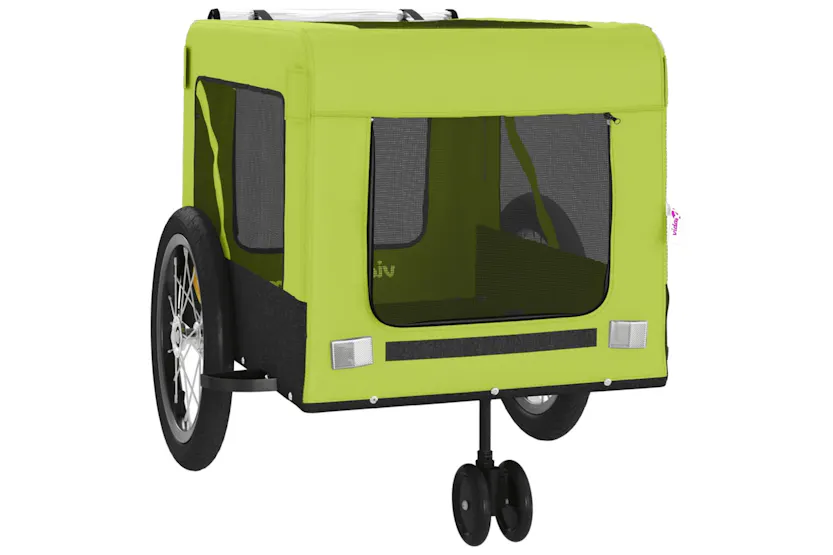 vidaXL 93941 Pet Bike Trailer Green And Black Oxford Fabric And Iron vidaXL 93941 Pet Bike Trailer Green And Black Oxford Fabric And Iron