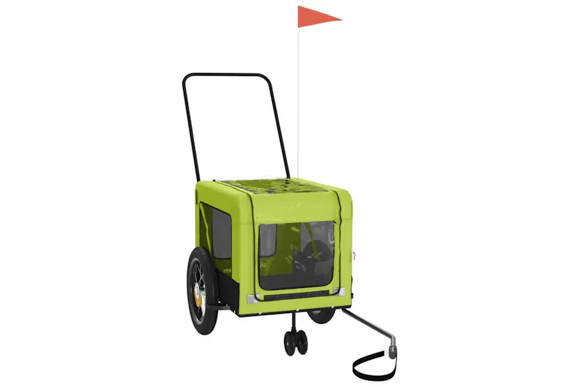 vidaXL 93934 Pet Bike Trailer Green And Black Oxford Fabric And Iron vidaXL 93934 Pet Bike Trailer Green And Black Oxford Fabric And Iron