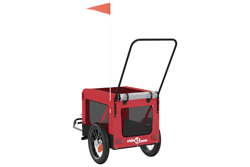 vidaXL 93929 Pet Bike Trailer Red And Black Oxford Fabric And Iron vidaXL 93929 Pet Bike Trailer Red And Black Oxford Fabric And Iron
